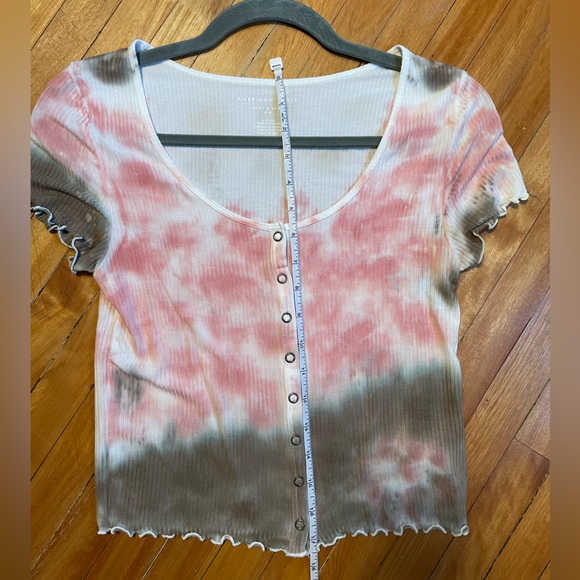 Tie Dye Button Up Scoopneck Top - Picture 6 of 7